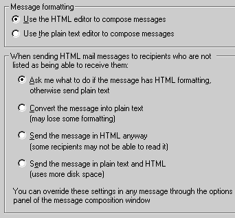 Netscape: Edit > Preferences >Mail and Newsgroups > Formatting